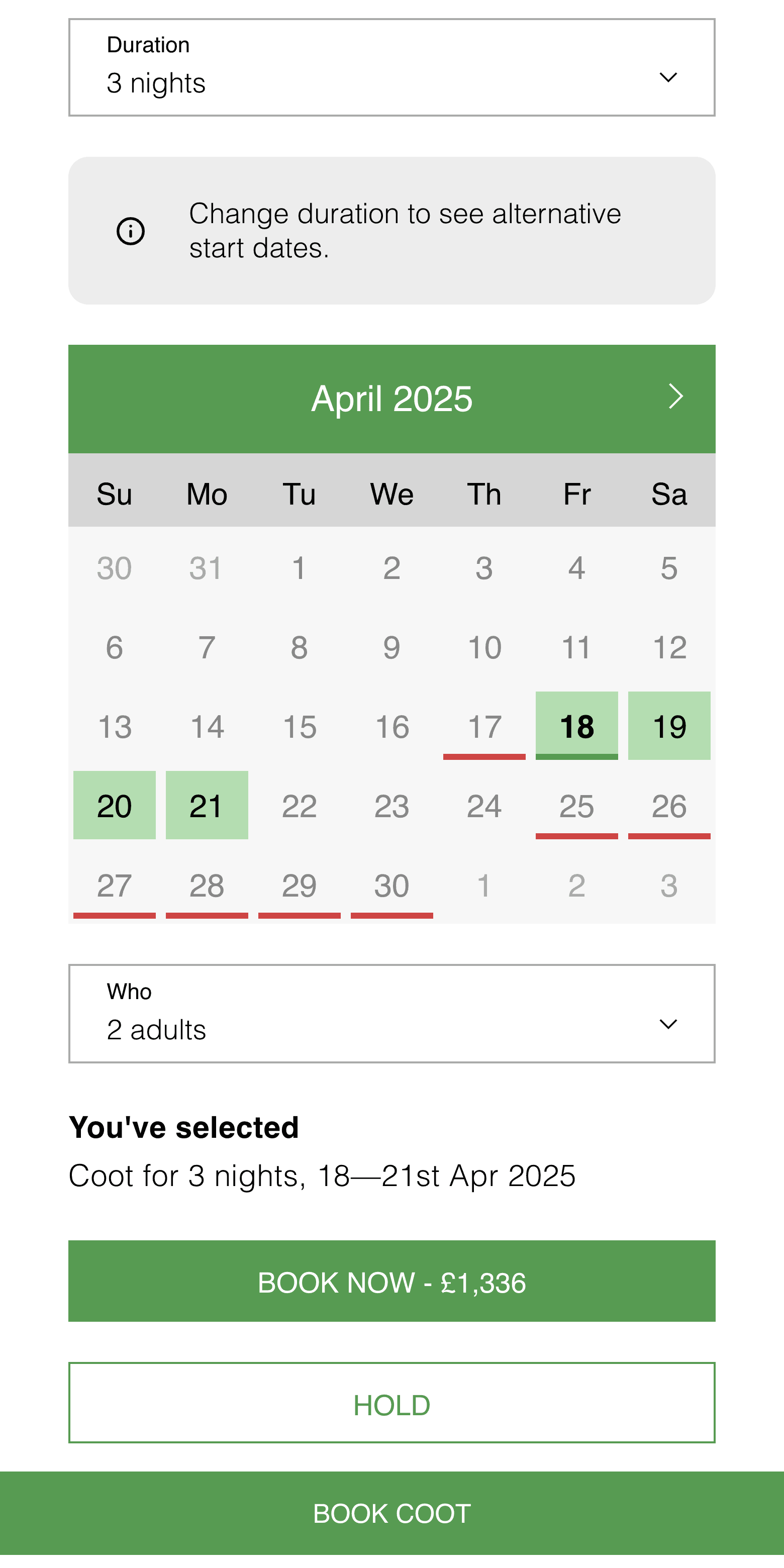 Beacon Park Boats mobile booking calendar