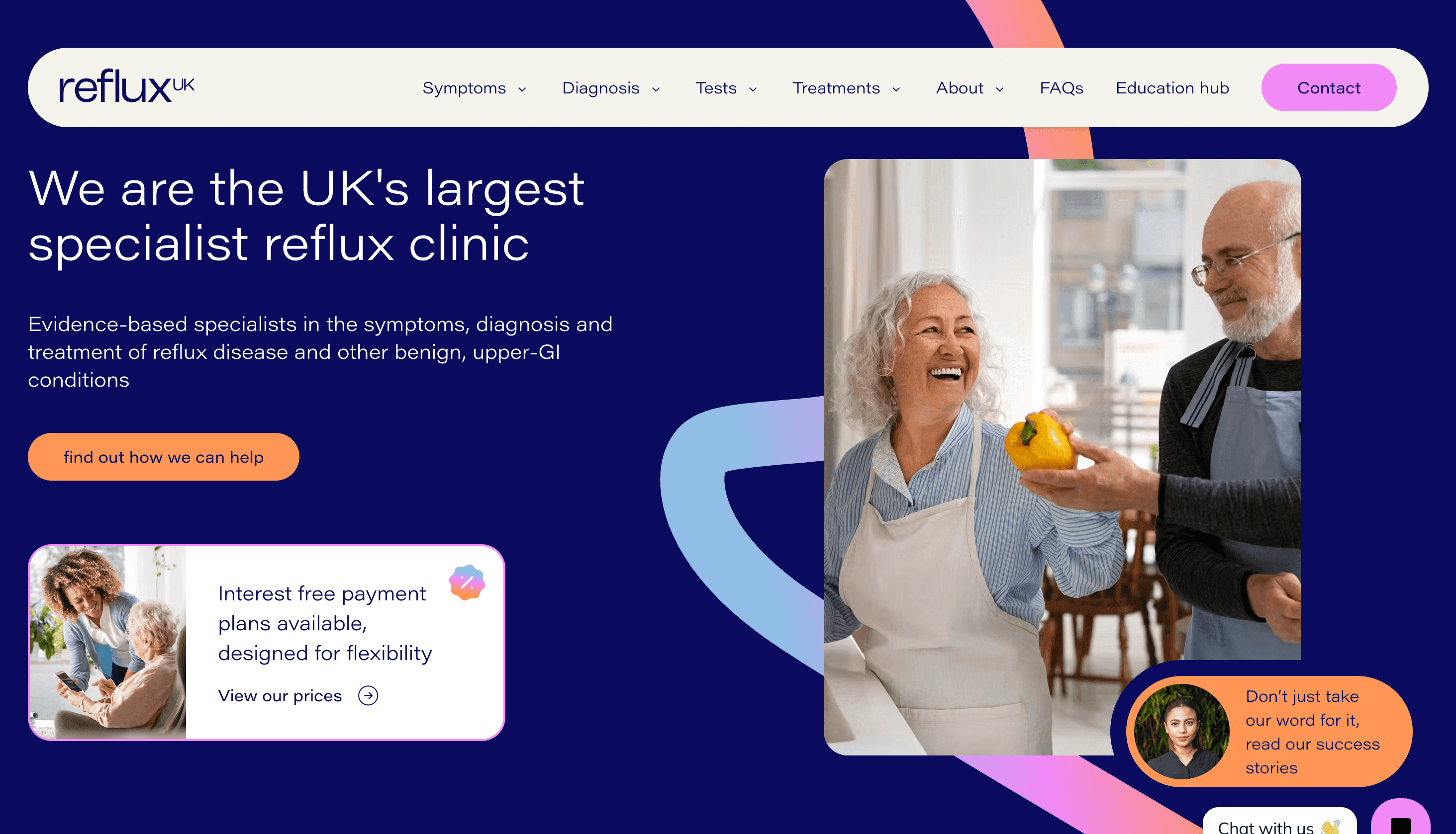 RefluxUK website on desktop