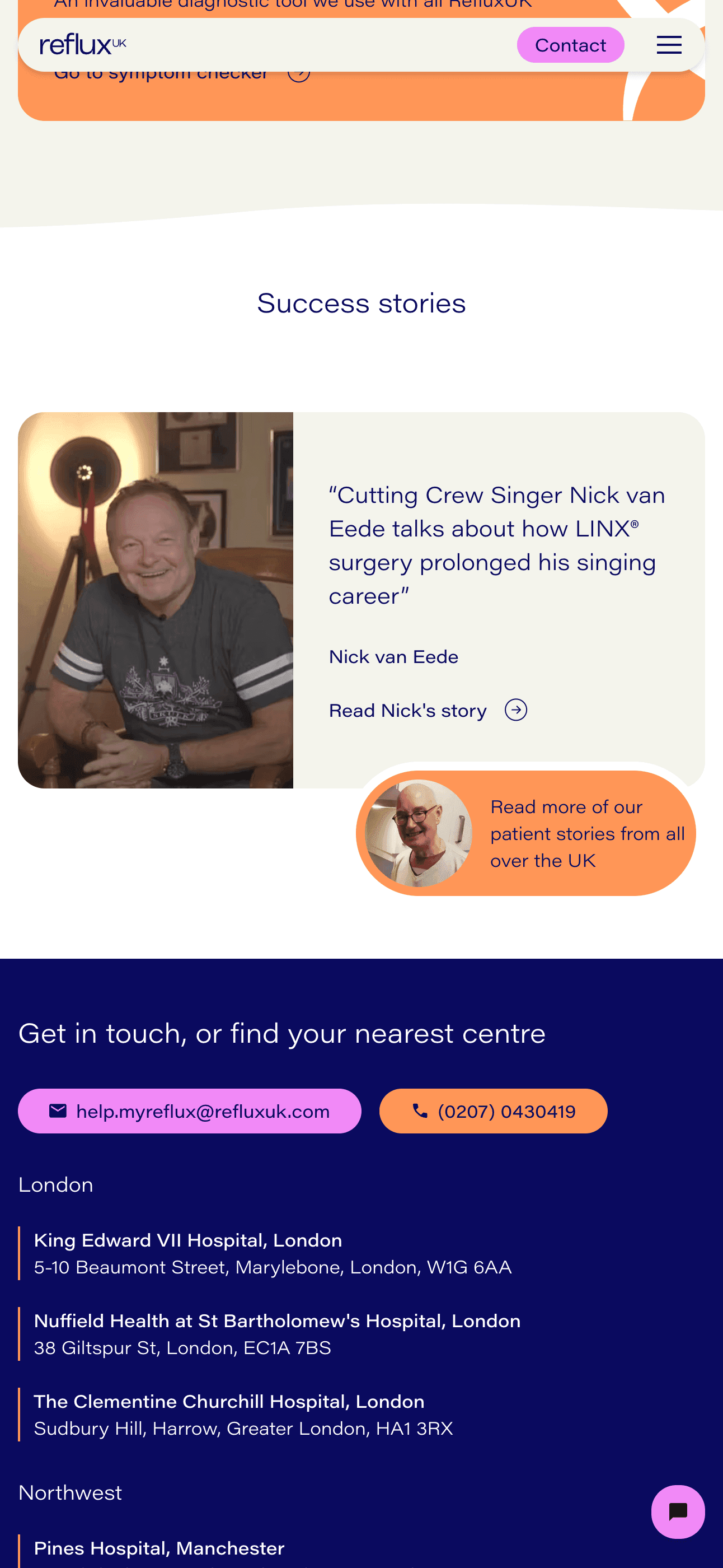 Reflux UK mobile screen 2