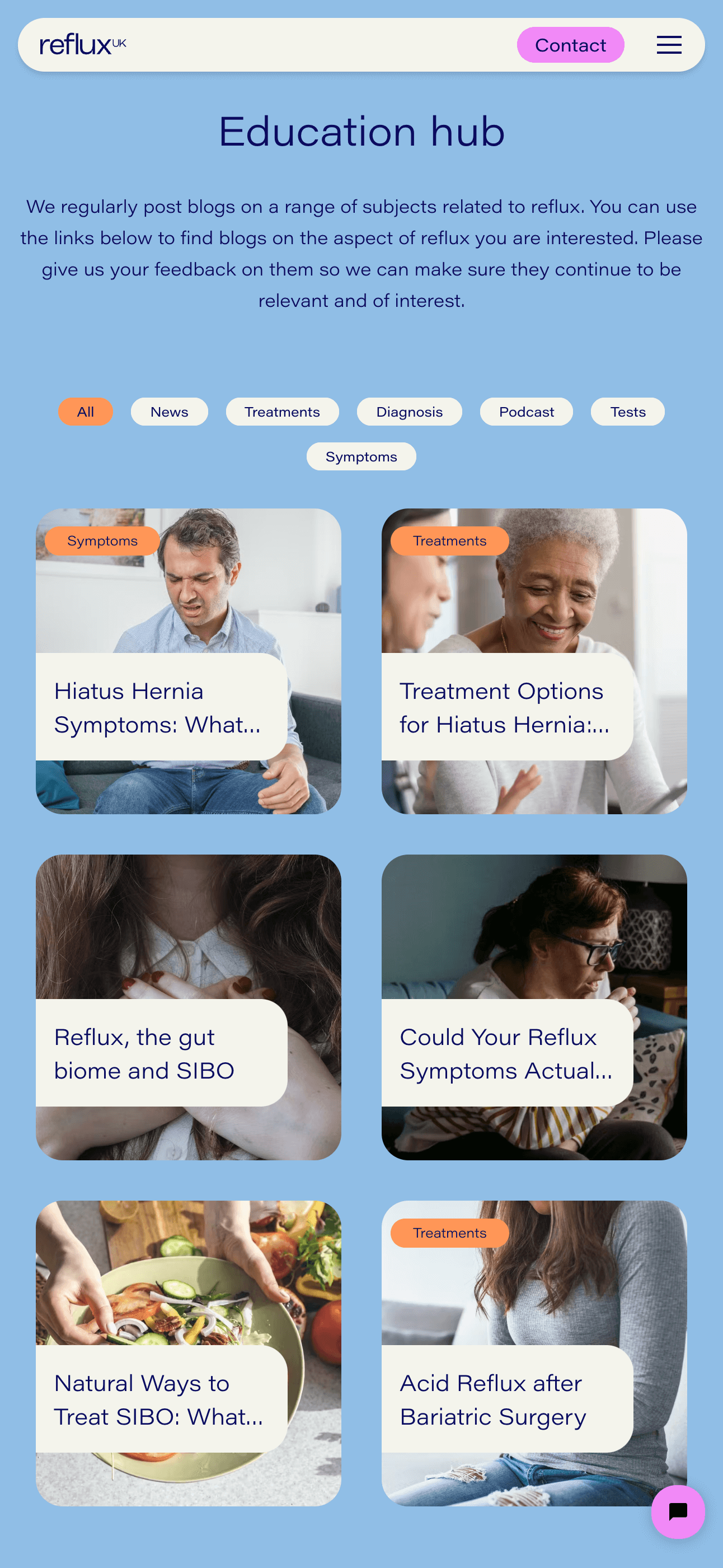 Reflux UK mobile screen 4