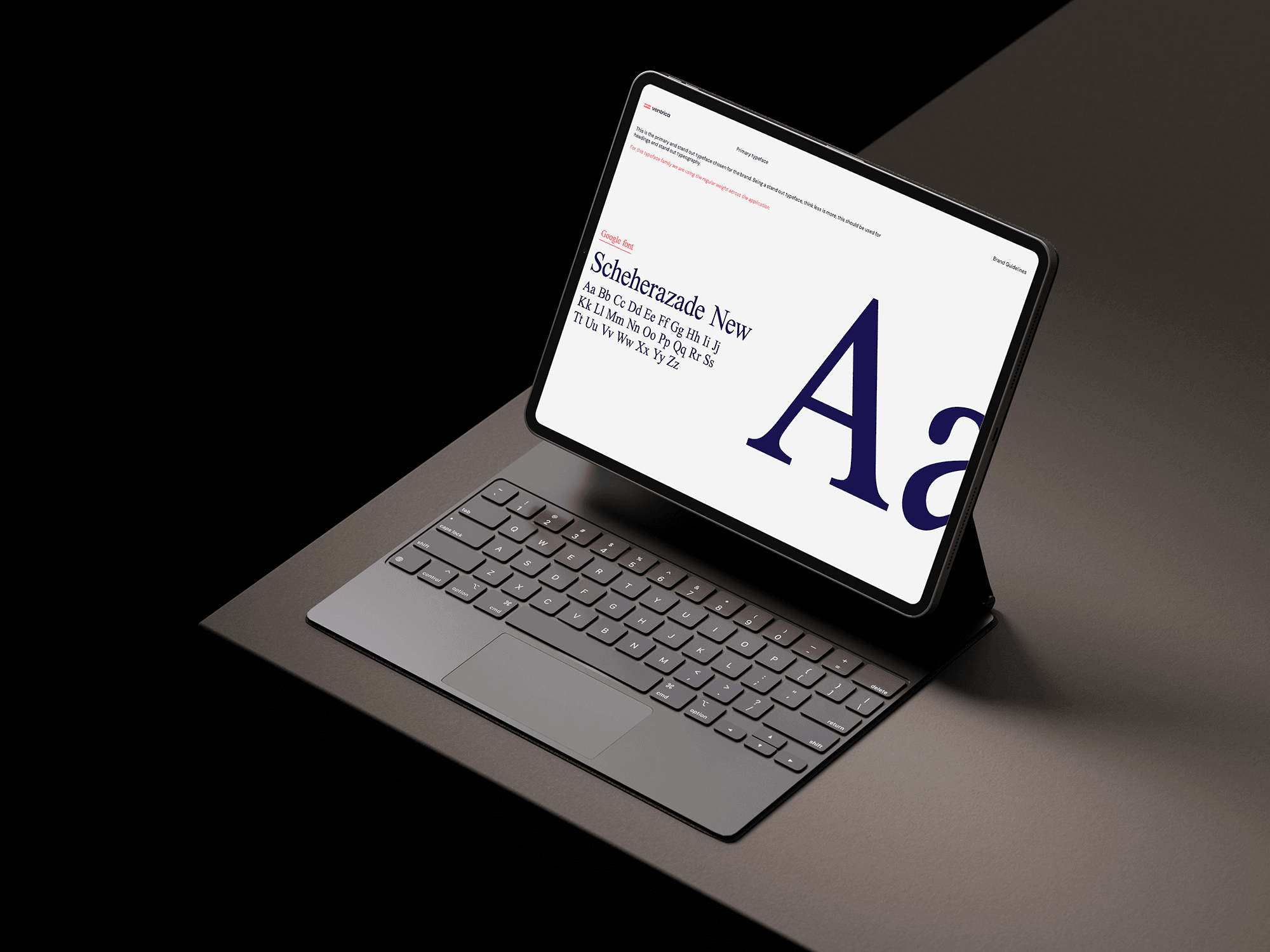 Ventrica laptop typography